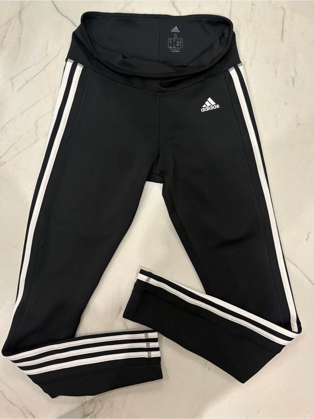 adidas Black Track Leggings with White 3-Stripes